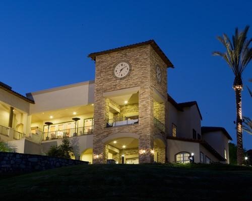 Hacienda Golf Club clubhouse at dusk